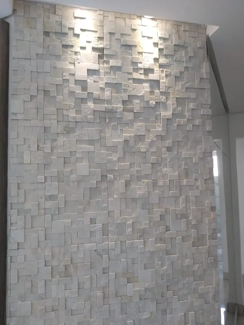 mosaico de pedra branco sao tome 30x30 cm em belo horizonte BH MG